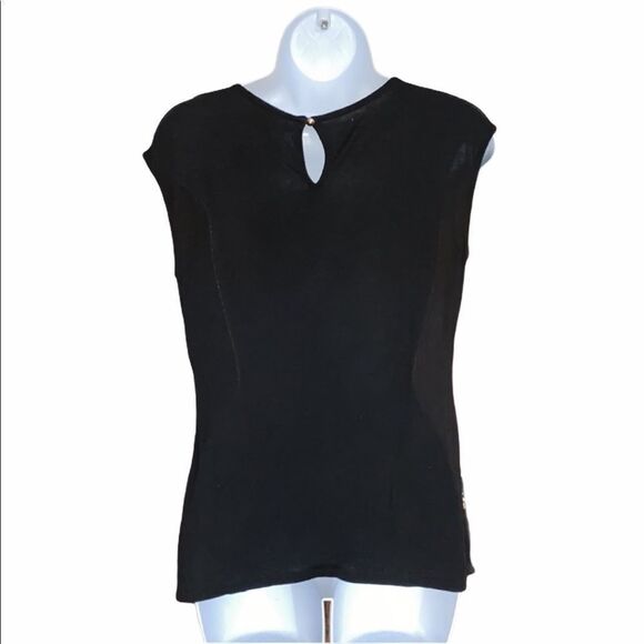 Worthington Sleeveless Blush and Black Floral Blouse Size S - Picture 2 of 5